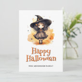 Hexengeister Pumpkins Happy Halloween Card Feiertagskarte (Stehend Vorderseite)