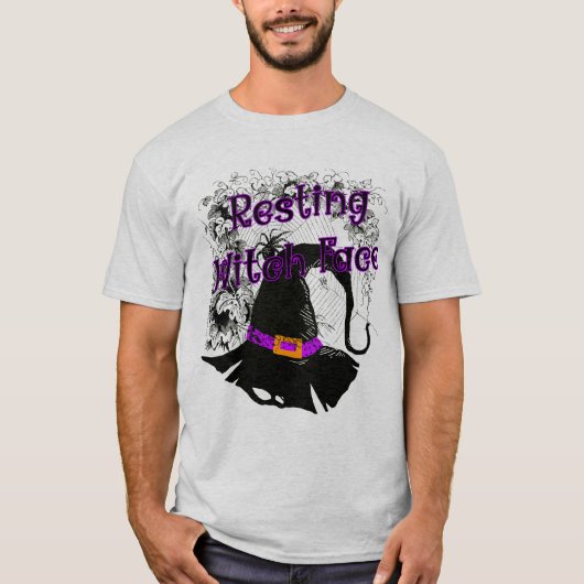Hexengesicht - Halloween-Spinnennetz T-Shirt (Vorderseite)