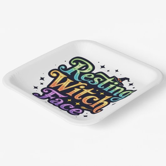 Hexengesicht Pappteller (Gewinkelt)