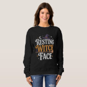 Hexengesicht - stilvolles und unheimliches Hallowe Sweatshirt (Vorne ganz)