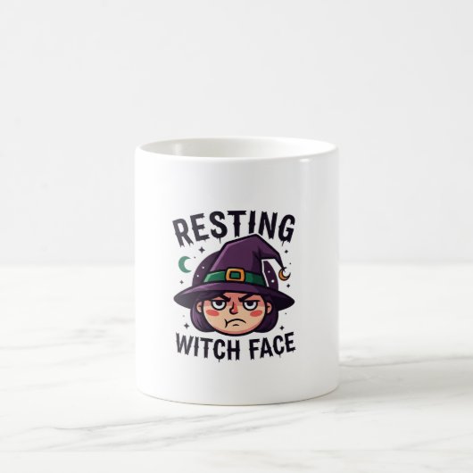 Hexengesichtsausdruck Witziges Halloween Spooky Kaffeetasse (Mittel)