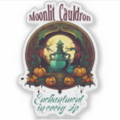 Hexengießen Moonlit Cauldron-Etikett Aufkleber (Vorderseite)