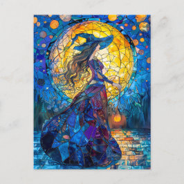 Hexengießende Zauber unter Vollmond Postkarte