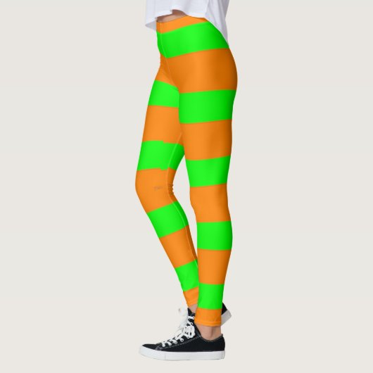 Hexengrün und Orangenmuster Leggings (Links)