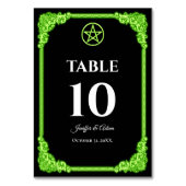 Hexengrüner Gothic-Hochzeitstisch Nummer Tischnummer (Rückseite)