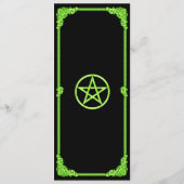 Hexengrünes Gothic-Hochzeitsmenü mit Glanz Menükarte (Rückseite)