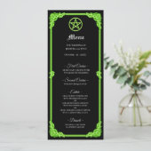 Hexengrünes Gothic-Hochzeitsmenü mit Glanz Menükarte (Stehend Vorderseite)