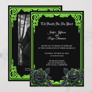 Hexenhaft grüne Gothic-Hochzeitseinladung Einladung