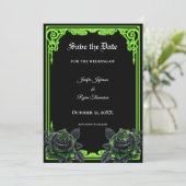 Hexenhaft grüner Glow Gothic Hochzeit Termin vorme Ankündigung (Stehend Vorderseite)