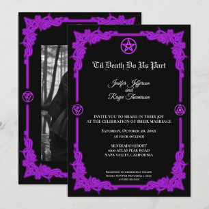 Hexenhaft lila Glow Gothic Hochzeits Einladung