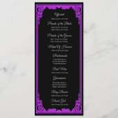 Hexenhaft lila Glow Gothic Hochzeitsprogramm Menükarte (Rückseite)