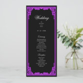 Hexenhaft lila Glow Gothic Hochzeitsprogramm Menükarte (Stehend Vorderseite)