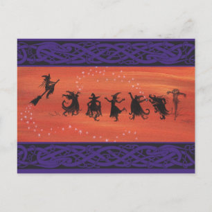 Hexenhafte Halloween-Feier. Postkarte