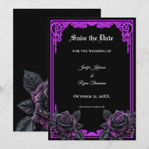 Hexenhafte lila Glow Gothic Hochzeit Terminankündi Ankündigung