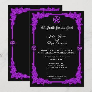 Hexenhafte lila Glow gothic Hochzeits Einladung