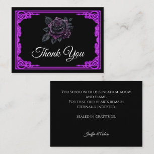Hexenhafter lila Glow Gothic Hochzeit Danke Mitteilungskarte