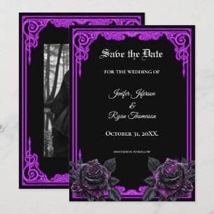 Hexenhafter lila Glow Gothic Hochzeit Save-the-Dat Ankündigung
