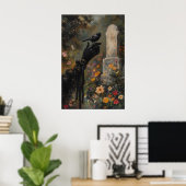 Hexenhafter Schwarzer Amsel-Fink Viktorianisch-Got Poster (Heimbüro)