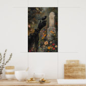 Hexenhafter Schwarzer Amsel-Fink Viktorianisch-Got Poster (Küche)