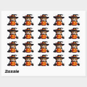 Hexenhaftes mürrisches Kätzchen mit Jack O Lantern Quadratischer Aufkleber (Blatt)