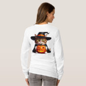 Hexenhaftes mürrisches Kätzchen mit Jack O Lantern T-Shirt (Schwarz voll)