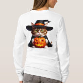 Hexenhaftes mürrisches Kätzchen mit Jack O Lantern T-Shirt (Rückseite)