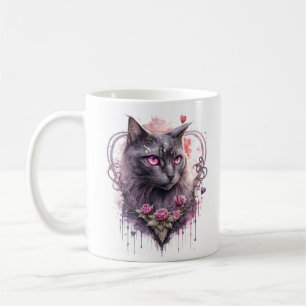 Hexenhaftes schwarzes Kätzchen  Kaffeetasse