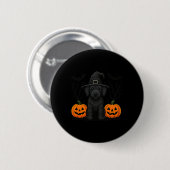 Hexenhaftes schwarzes Labradoodle-Hund Halloween G Button (Vorne & Hinten)