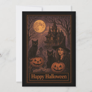 Hexenhaftes Spukhaus Halloween-Party Einladung