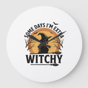 Hexenhaftes Vintage-Halloween-Zitat-Vektordesign_1 Große Wanduhr