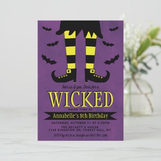 HexenHalloween jedes Alter Geburtstag Einladung (Stehend Vorderseite)