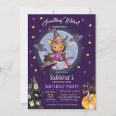HexenHalloween-Kindergeburtstag-Party Einladung (Vorderseite)