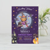 HexenHalloween-Kindergeburtstag-Party Einladung (Stehend Vorderseite)
