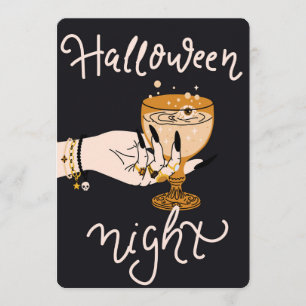Hexenhand-Augen-Cocktail für Halloween-Nacht Feiertagskarte