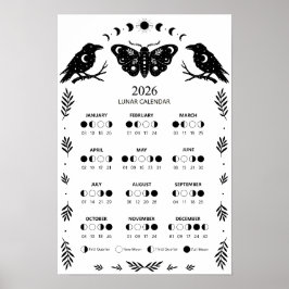 Hexenhandwerk-Motte-Krähe-Himmels-Mondkalender Poster