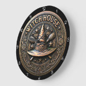 Hexenhaus Pentagram Broom Große Wanduhr (Winkel)
