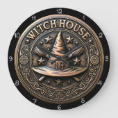 Hexenhaus Pentagram Broom Große Wanduhr (Vorderseite)