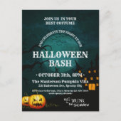 Hexenhaus Pumpkins Full Moon Halloween Einladung Postkarte (Vorderseite)