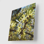 Hexenhazel-Blume Quadratische Wanduhr (Winkel)