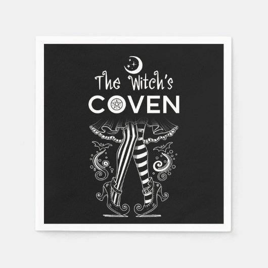 Hexenhecht Schwarz-weißes Halloween Serviette (Vorderseite)