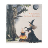 Hexenhorn Black Cat Crescent Moon Halloween Thema Notizblock (Vorderseite)