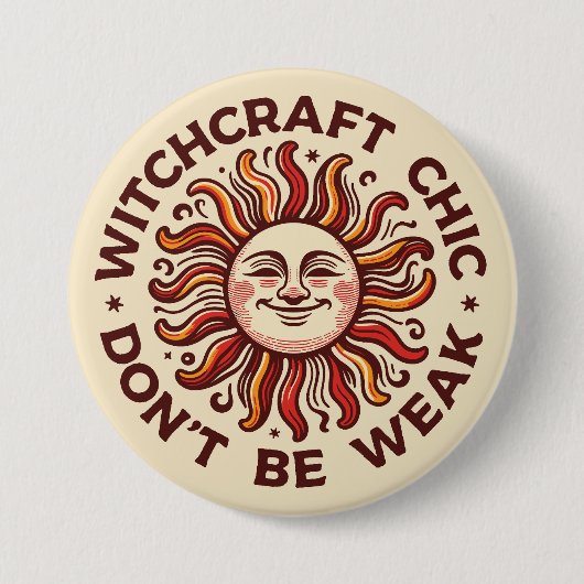 Hexenhühnchen - Ein Vintages Sonnendesign für Hexe Button (Vorderseite)