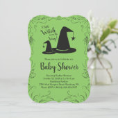 Hexenhut Baby Shower Halloween Einladung (Stehend Vorderseite)