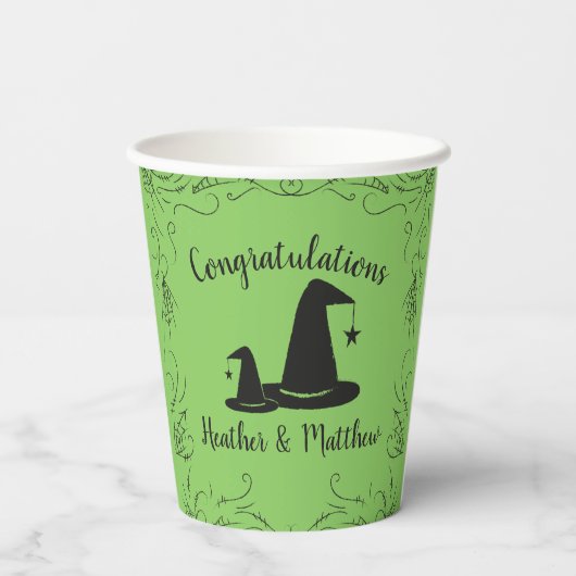 Hexenhut Baby Shower Halloween Pappbecher (Rückseite)