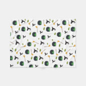 Hexenhut Broom Caldron Halloween Muster Fleecedecke (Vorderseite (Horizontal))