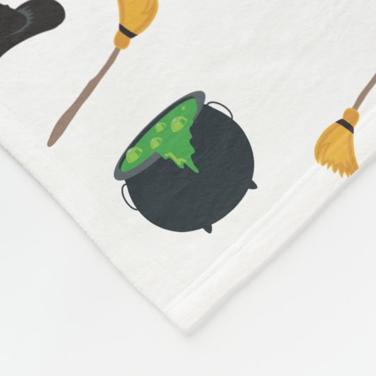 Hexenhut Broom Caldron Halloween Muster Fleecedecke (Ecke)