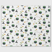 Hexenhut Broom Caldron Halloween Muster Geschenkpapier (Flach)