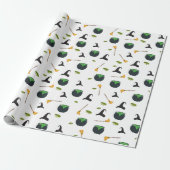 Hexenhut Broom Caldron Halloween Muster Geschenkpapier (Ungerollt)