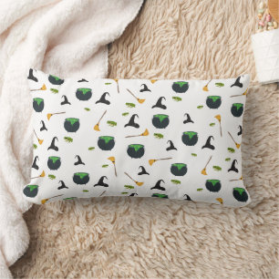 Hexenhut Broom Caldron Halloween Muster Lendenkissen