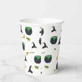 Hexenhut Broom Caldron Halloween Muster Pappbecher (Rechts)